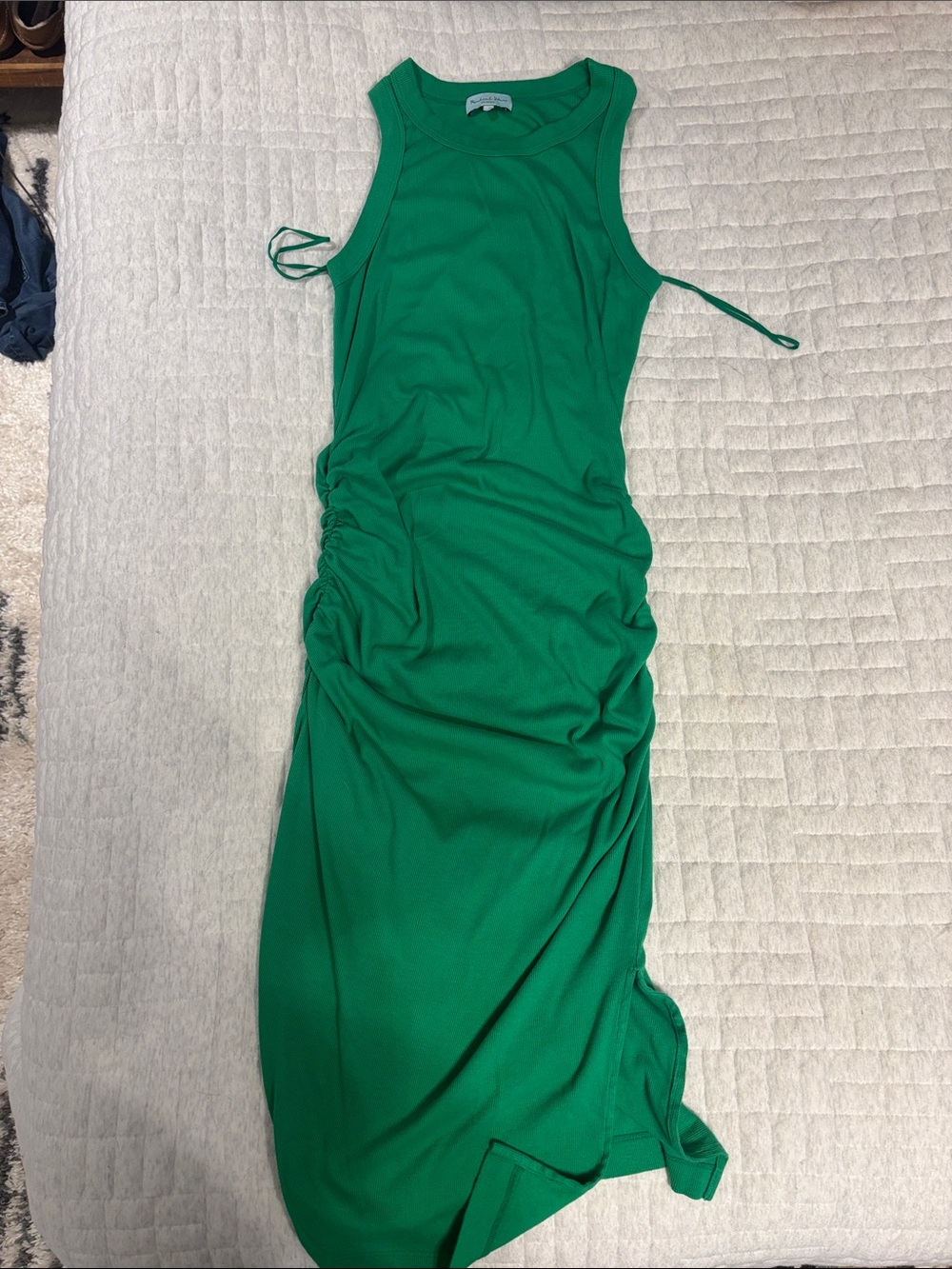 Michael Stars Green Ruched Tank Maxi Dress